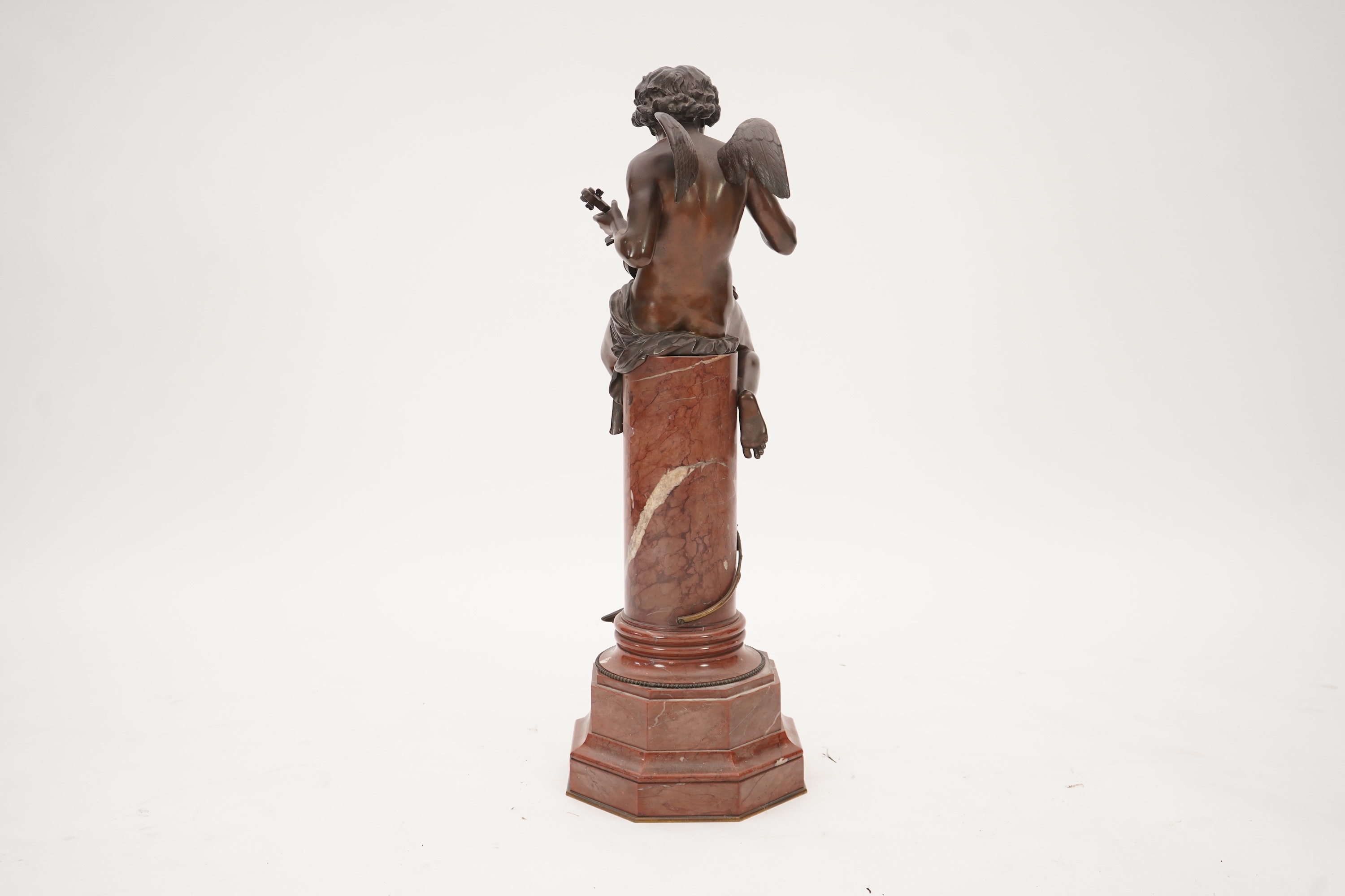 Jean Bulio (French, 1827-1911), a 19th century French bronze 'Enfant Charmeur' 27cm wide, 89cm high